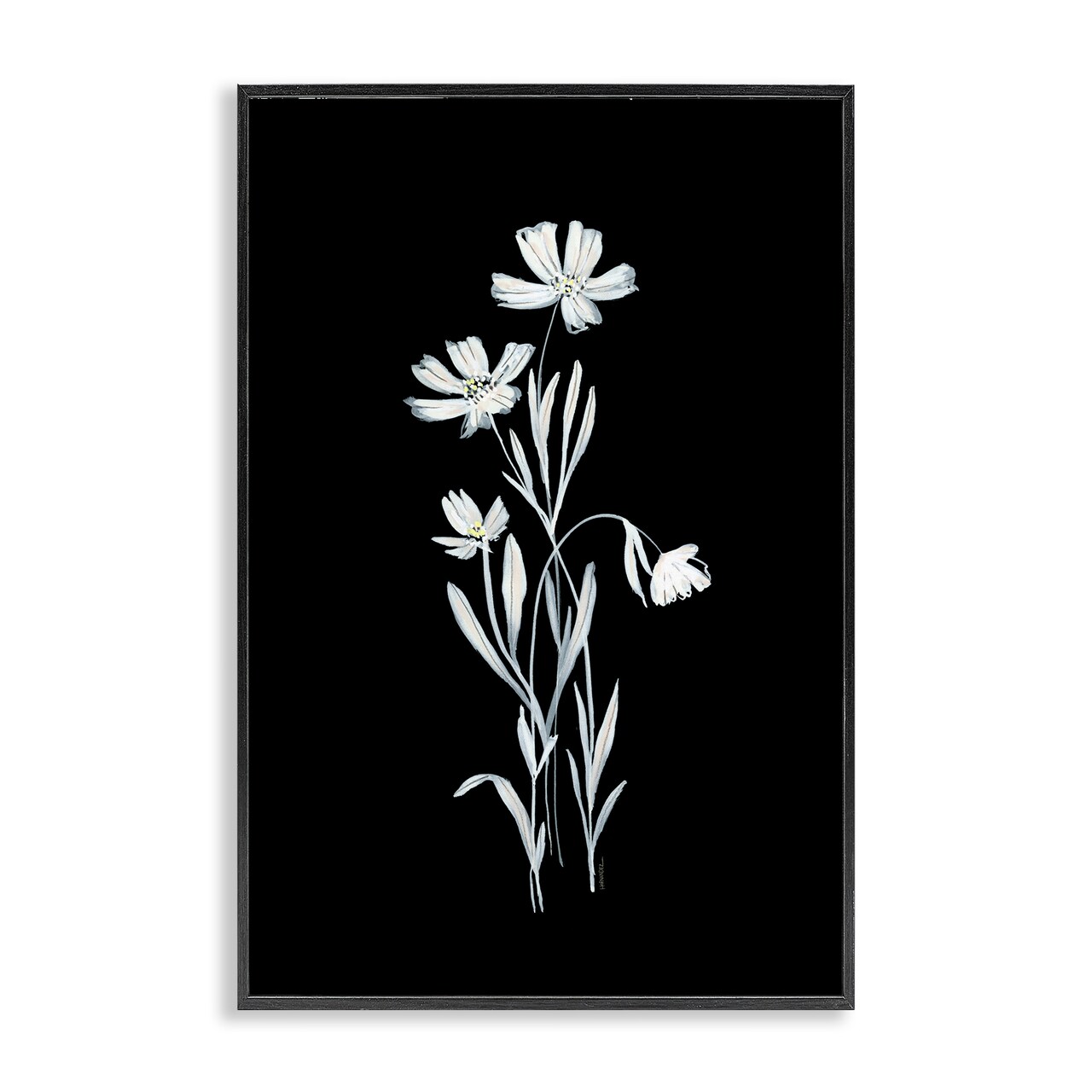 Stupell Industries Tall Stems on Black Framed Giclee Wall Art Design by Leeza Hernandez